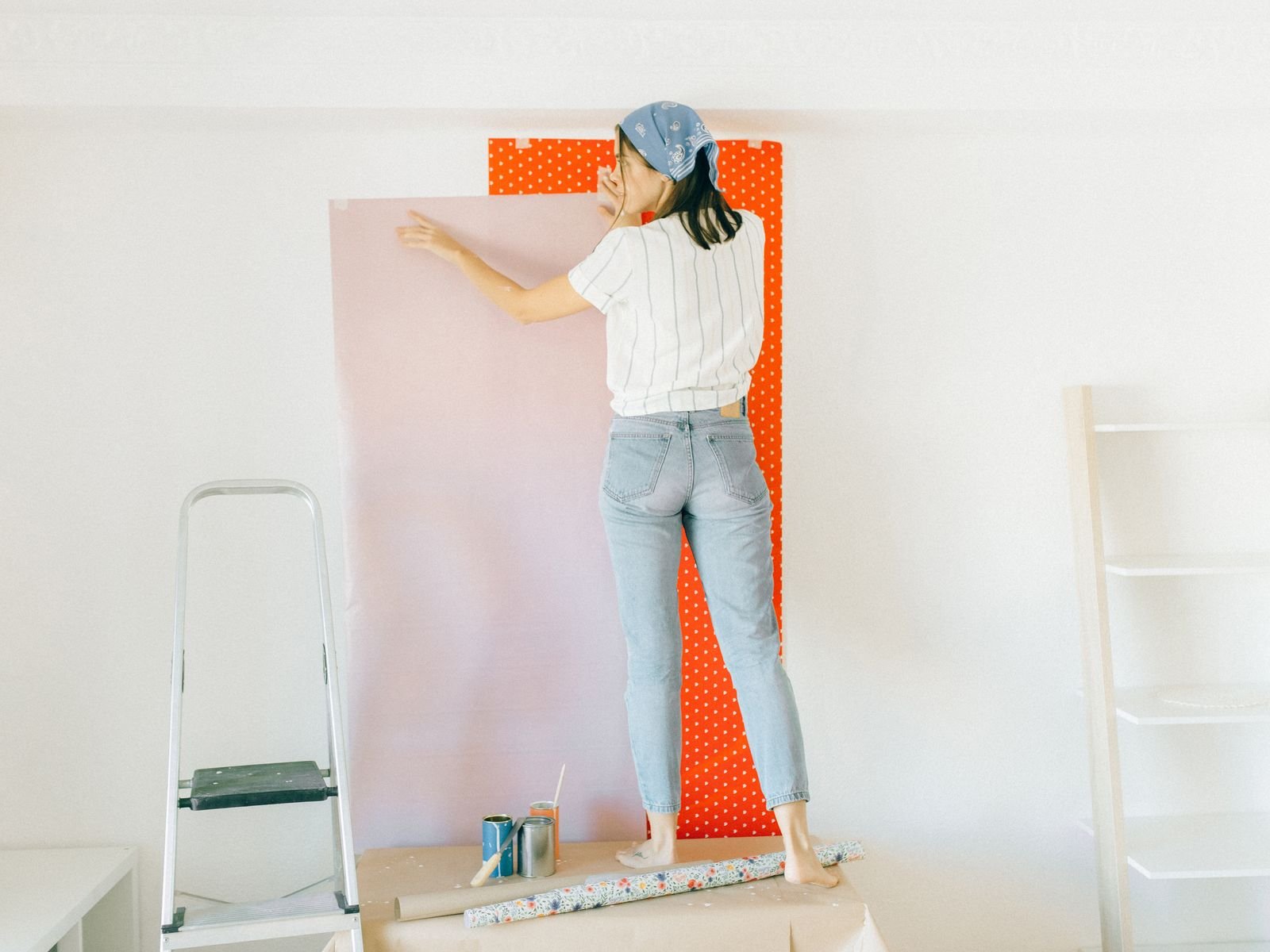 Hanging wallpaper: smoothing a fresh length onto the wall
